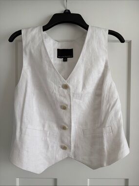 Banana republic white linen crop vest